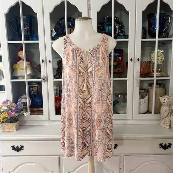 Rachel Zoe Bohemian Sleeveless Dress in Cream and Pink Size Medium - Picture 1 of 7